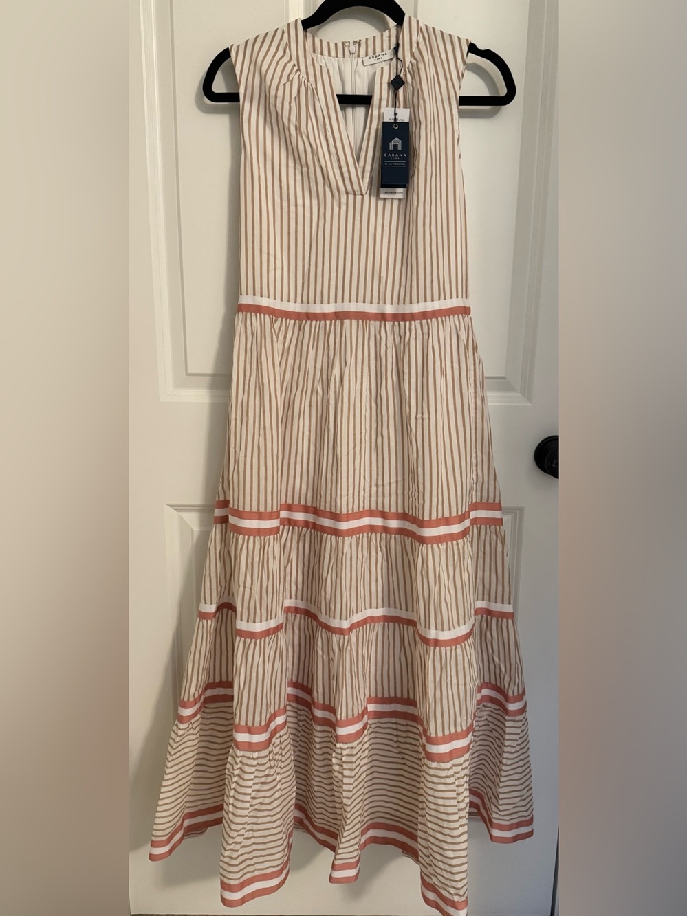 Cabana Life Sleeveless Tiered Maxi Dress XS UPF 50+ Coastal Stripe NWT